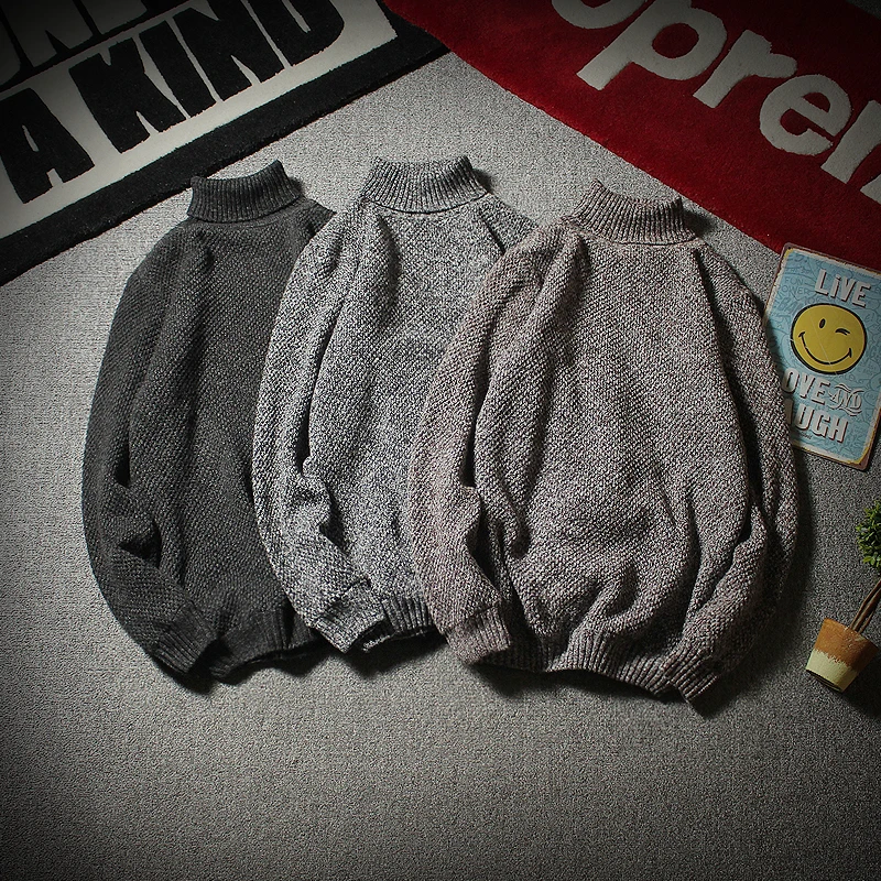 

Winter Thick High Collar Sweater Men Warm Fashion Solid Color Knitted Pullover Men Long Sleeve Sweter Clothes Large Size S-5XL
