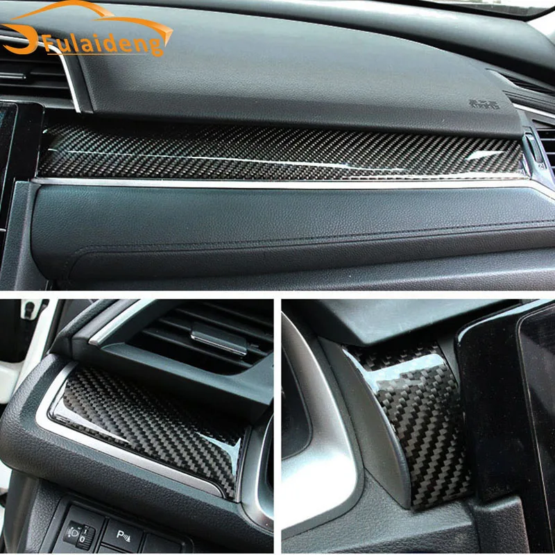 Для Honda Civic 10th- углеродное волокно Автомобильная внутренняя отделка крышка Декоративные наклейки аксессуары для стайлинга автомобиля
