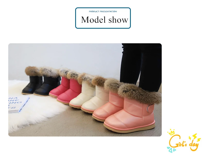 Брендовые зимние ботинки для девочек; теплые плюшевые детские ботильоны для девочек; Водонепроницаемая Обувь из искусственной кожи на плоской подошве для детей; зимние ботинки