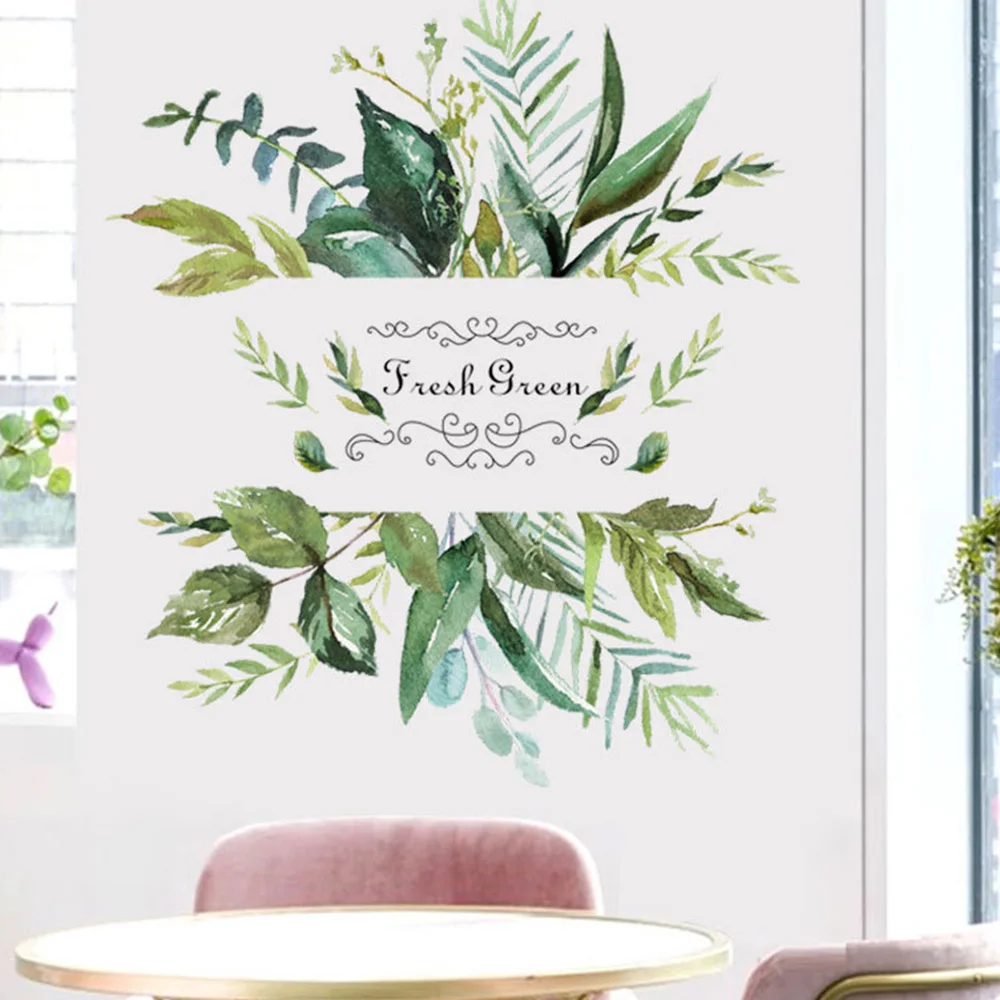 2 шт зеленый лист деревенский стиль гостиная ТВ фон съемные настенные стикеры