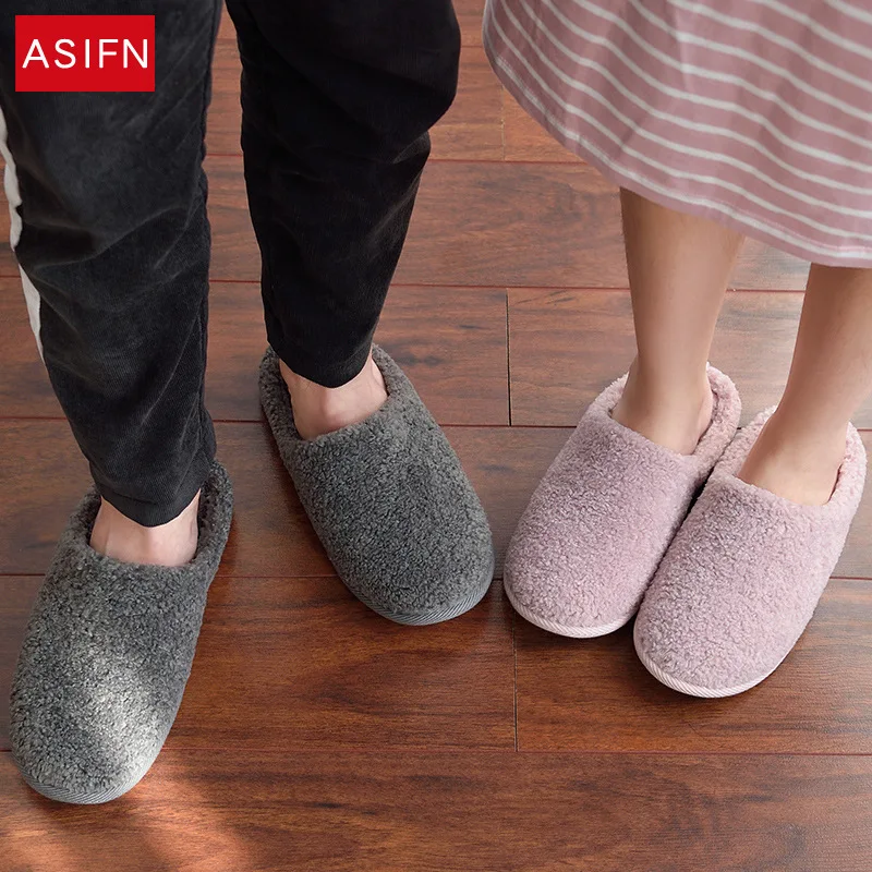 

Winter Cotton Slippers Women's Cute with Half a Pack of Couples Household for Anti-slip Indoor Warm Plush Time of Childbirth Cot