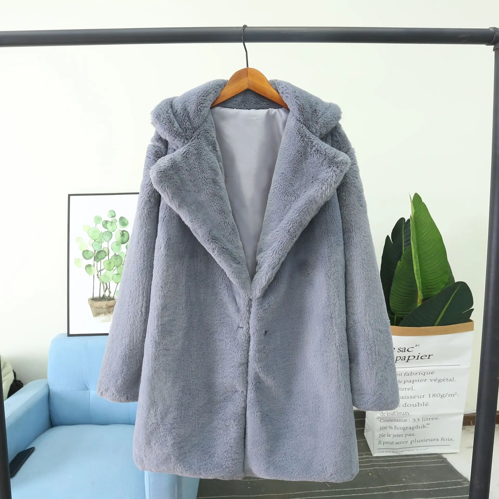 Зимнее женское высококачественное пальто из искусственного кроличьего меха роскошное длинное меховое пальто Свободное пальто с отворотом женское плюшевое пальто размера плюс 4XL