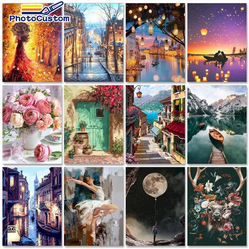PhotoCustom 60x7 5 см краска по номерам фотокартина на холсте рисование пейзажем для
