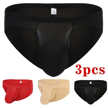 

3Pcs Men's Panties Low-waisted Underwear Sexy Breathable Comfortable Stretch Breathable Quick-drying Solid Color Men's Underwea