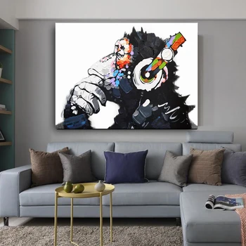 

Abstract Music Monkey Canvas Painting Modern Animal Wall Art Picture Cuadros for Artwork Nordic Poster and Print Home Decoration