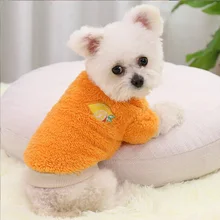 Fruit Patch Velvet Small Dog Winter Jacket Solid Color Hoodies for Pets Chihuahua Coat Kitten Yorkshire Overall Free Shipping