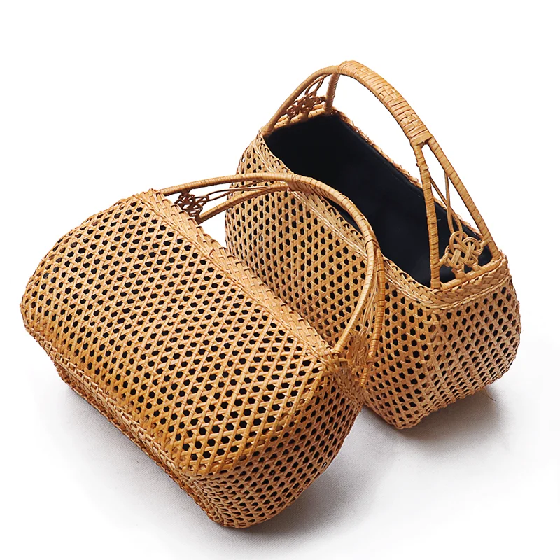 2020 designer handbags high quality Rattan handbag organizer makeup bag