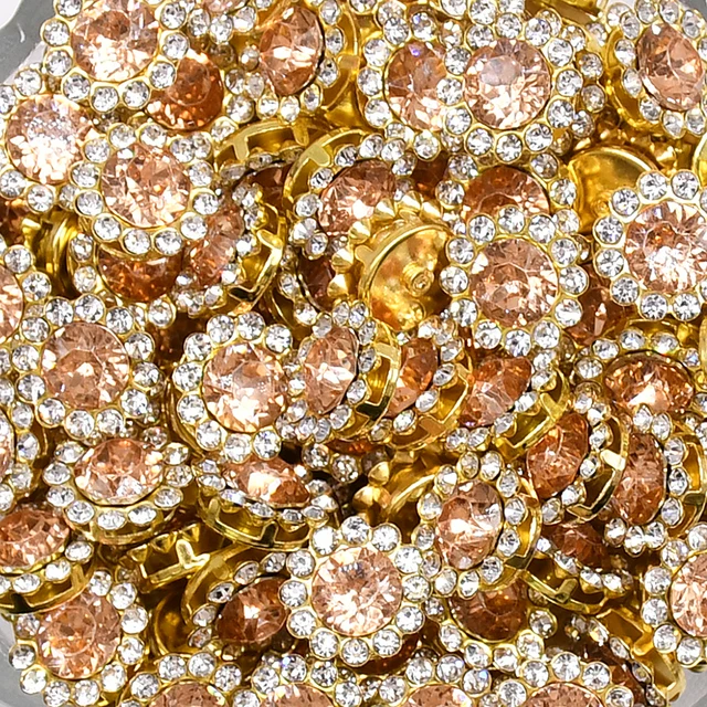 100 Claw Cup Glass Rhinestones Strass Shiny Crystals Stones Trim Gold Base Sew on Rhinestones For Clothes DIY Sewing Accessories B09