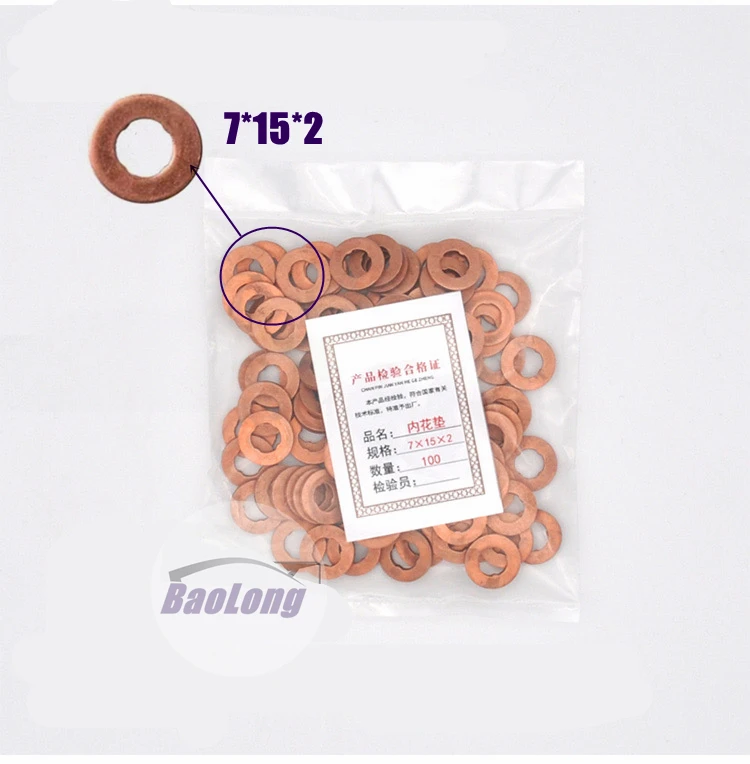 Diesel Injector Seal Kits 100PCS 7&times;15mm 7&times;13mm 9&times;18mm Diesel Common Rail Injector Nozzle Copper Seal Washer Fuel Pump Gasket For Bosch Denso CAT