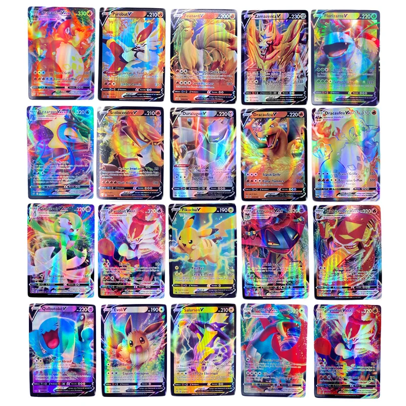 Versión francesa Pokemon Card inglés brillante TAKARA TOMY 200GX 100TAG equipo VMAX cartas juego batalla Carte Trading niños juguete