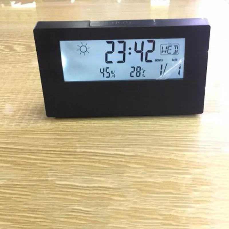 Guggenheim Museum kapsel Goedkeuring Elektronische Wekker Geruisloze Kalender Weer Temperatuur Vochtigheid  Display Led Tafel Klok Met Usb Kabel Voor Woonkamer|Alarm Clocks| -  AliExpress