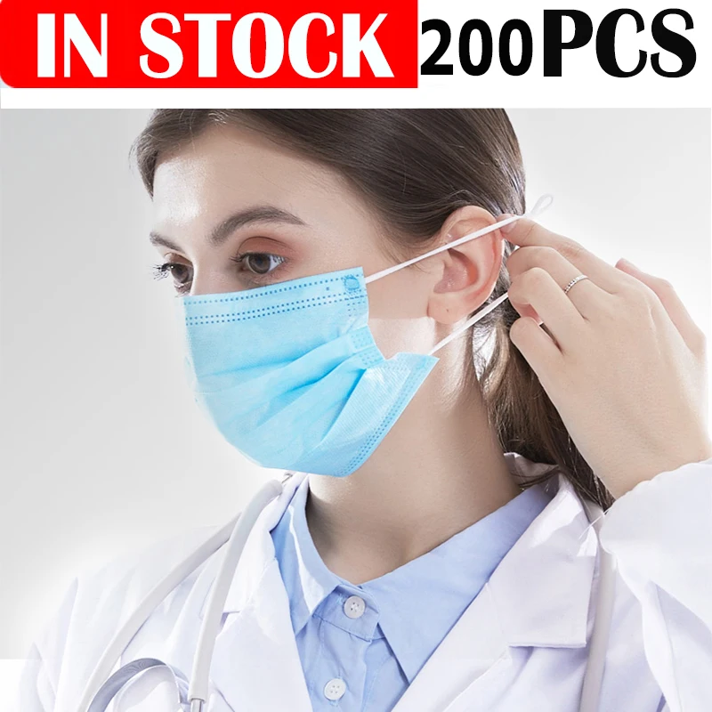 

200PCS Disposable Mask Anti Pollution Masks 3 Layer Facial Dust Proof Bacteria Proof N95 Korean Face Mouth Masks