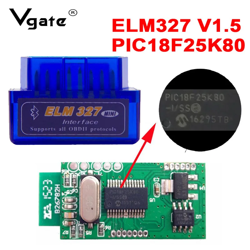 Мини ELM327 V1.5 OBD сканер PIC18F25K80 двойная печатная плата Bluetooth ELM 327 V1.5 OBD2 автомобильный считыватель кодов для Android/Symbian сканер