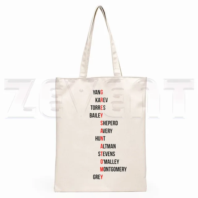Greys Anatomy You're My Person Ullzang Hip Hop Hipster Cartoon Print Shopping Bags Girls Fashion Casual Pacakge Hand Bag O