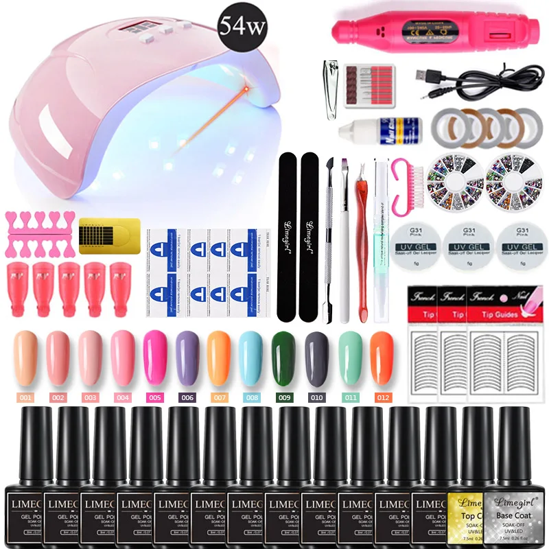 

Nail Polish Set UV LED Lamp With 18/12/10 pcs Gel Nail Polish Set Soak Off Manicure Tools Set electric Nail Drill For Nail Tools