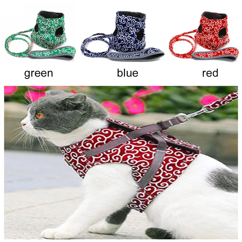 

Breathable Mesh Small Dog Pet Cat Harness and Leash Set Puppy Cat Vest Harness Collar For Chihuahua Pug Bulldog Cat Dog