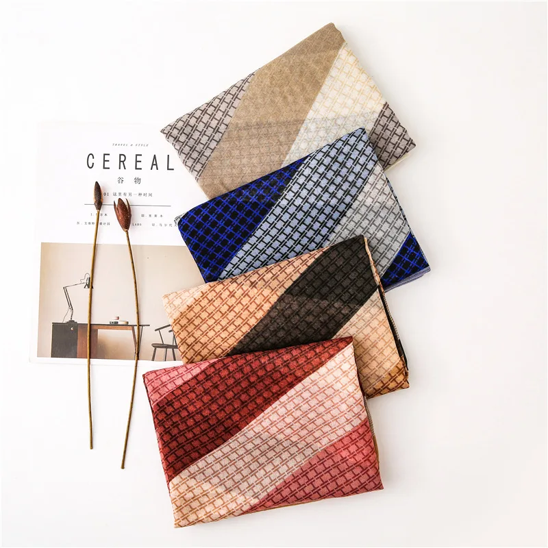 

2019 Newest Women Geometry Pattern Cotton Scarf 4Colors 10pcs/lot