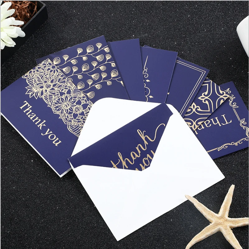 aniversário casamento dobrar cartão + branco envelope azul escuro