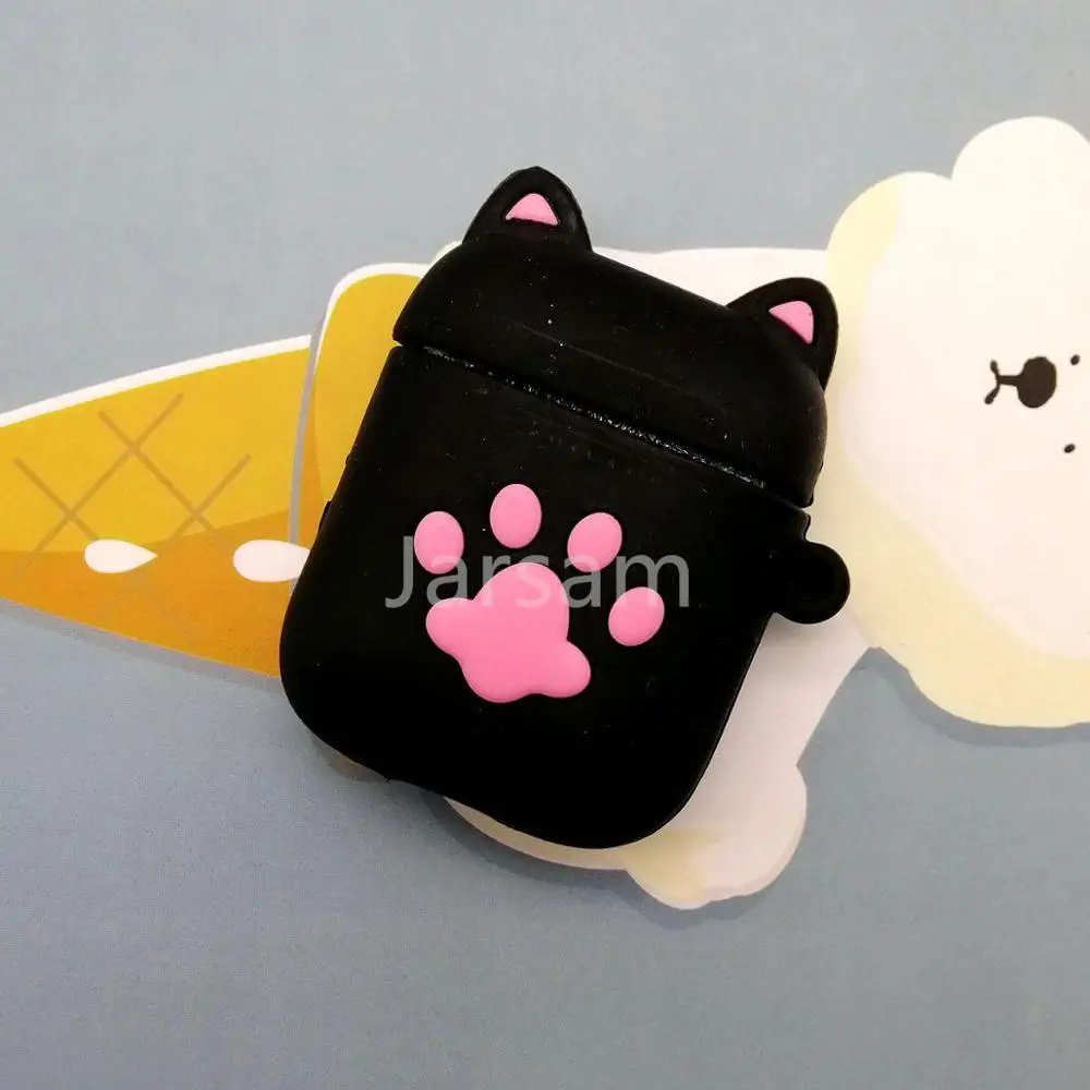 Для AirPods чехол 3D милый кот для разделывания свиньи, утки Kawaii аниме мультфильм наушники чехол для AirPods Мягкий защитный чехол - Цвет: Blackpowdercatclaw