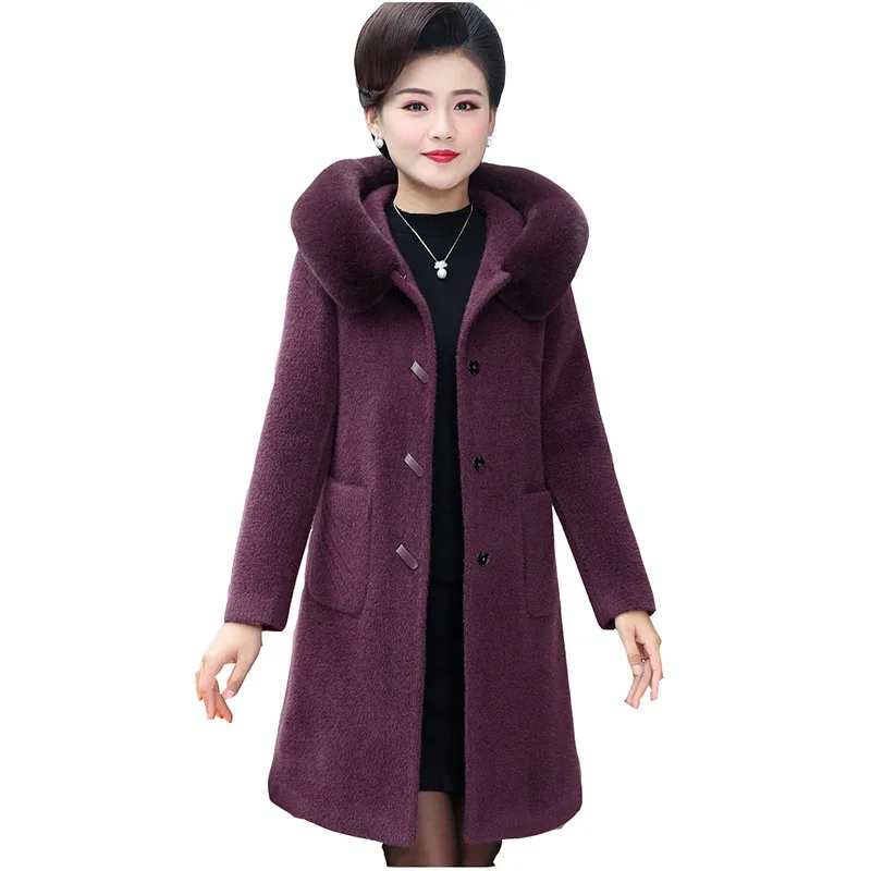 Spring autumn mink velvet coat female overcoats thickened medium long loose hooded winter plus size woolen parka coats | Женская одежда