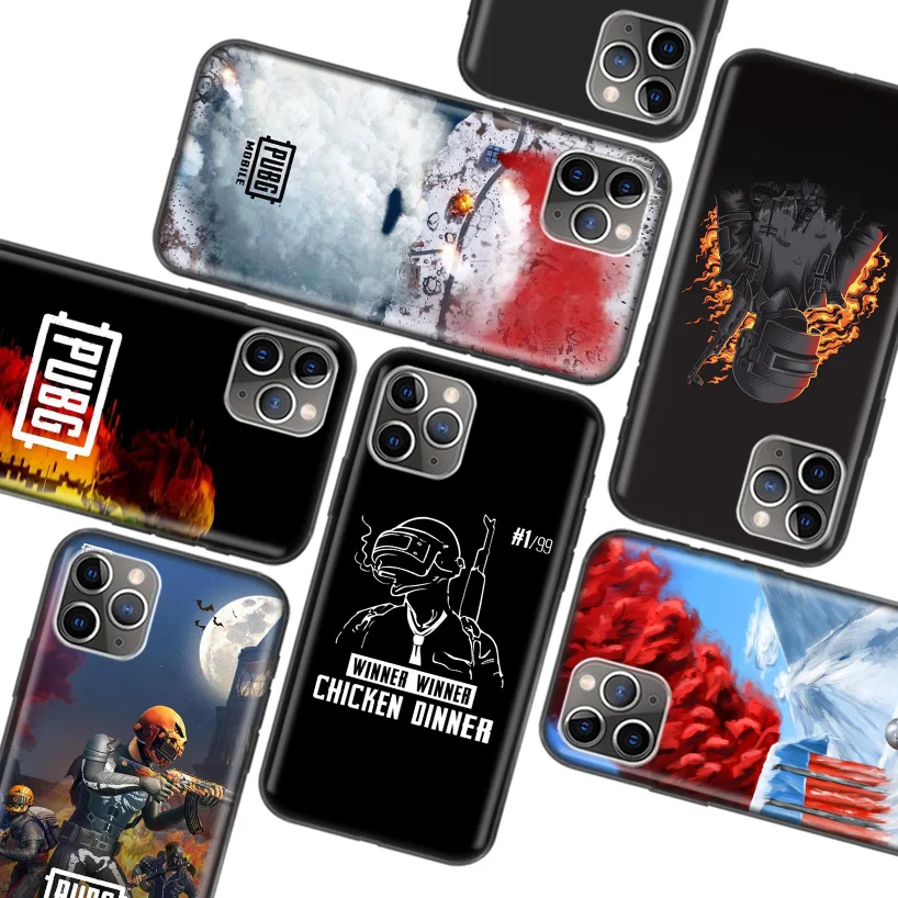 Черный чехол PUBG GUN для Apple iPhone 11 Pro XR 7 8 6 6S Plus X XS MAX 5 5S SE мягкий силиконовый телефона