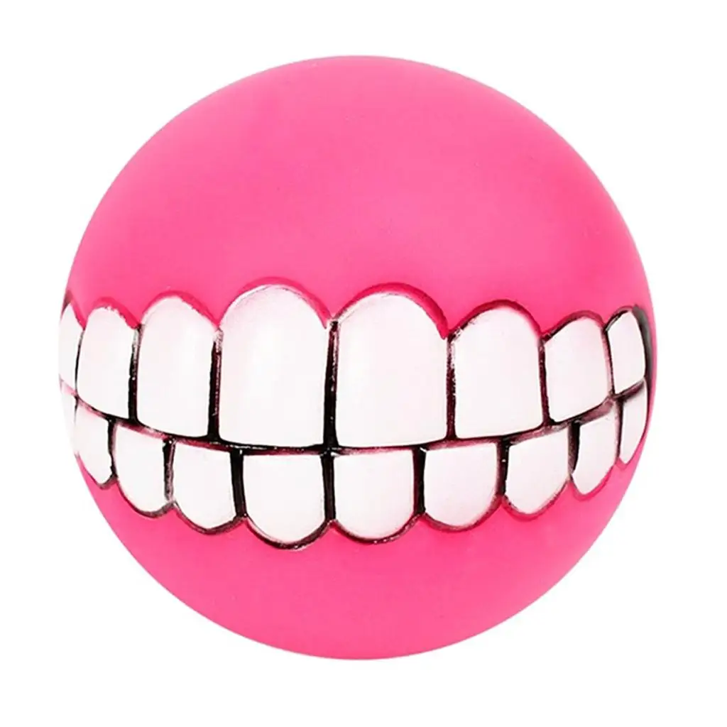 Vinyl Dog Squeaker Chew Fetch Ball Toy 9cm for Dogs Red/Orange/Rose Red/Blue