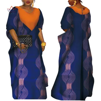 

African Dress For Women 2020 Casual Plus Size loose Patchwork Color Maxi Dresses Elegant Long Dress 4XL Africa Clothing WY3700
