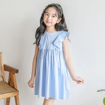 

Girls Dress Ruffled Patchwork Princess Dress Teenage Girl Summer Kids Dress 6-12 Years Old Yellow Blue Children Clothes