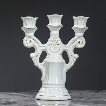 

Candlestick "Tee" white glaze, with gold