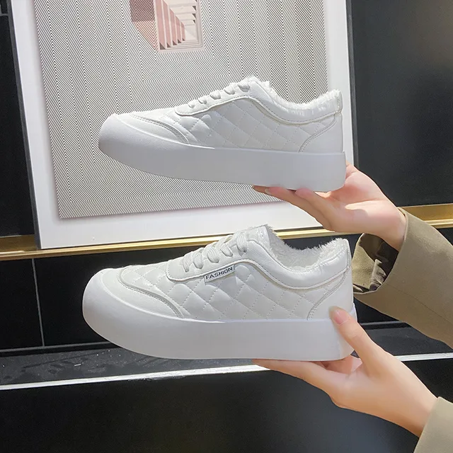 Zapatillas de plataforma para mujer, zapatos informales con cordones a  cuadros, sin cordones, cómodos y a la moda|Zapatos vulcanizados de mujer| -  AliExpress