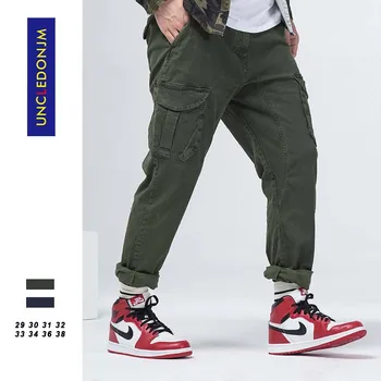 

UNCLEDONJM Plus size Cargo Pants Casual Cotton Trousers Men Multi Pockets Military Army Track Pants Men Pantalon Homme AUG-LK935