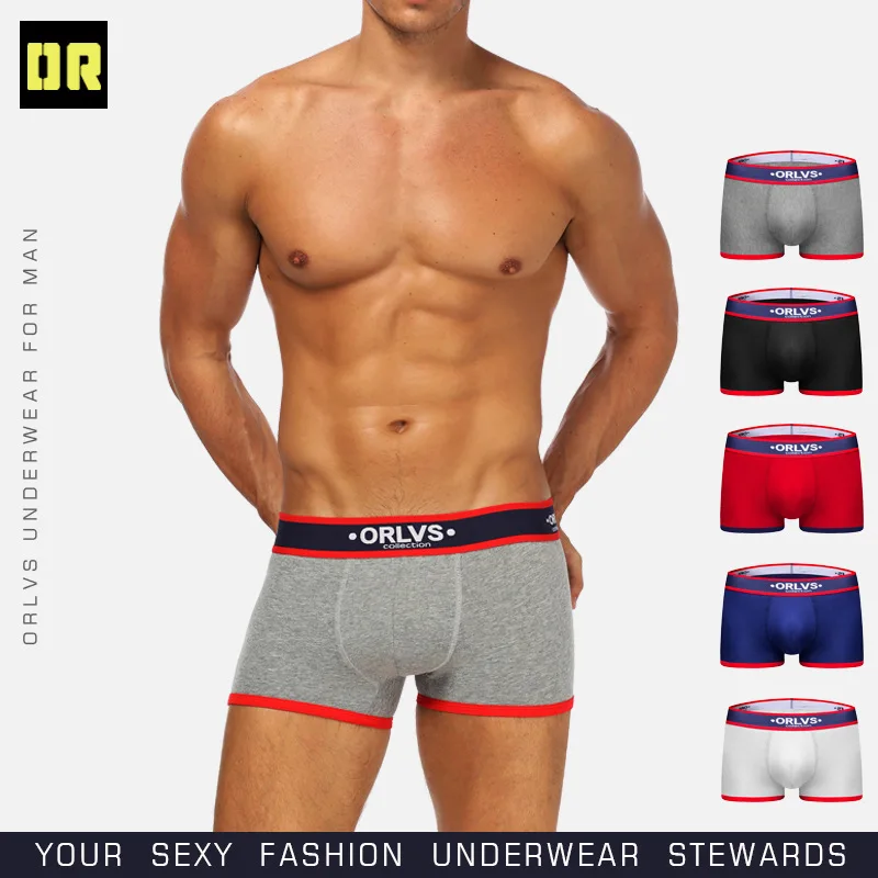 

ORLVS men's underwear cotton low waist hip breathable sexy comfortable flat-angle pants men's OR138