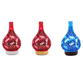 

3D Dragonfly Firework Glass Vase Shape Air Humidifier with 7 Color Led Night Light Aroma Essential Oil Diffuser Mist Maker Ultra