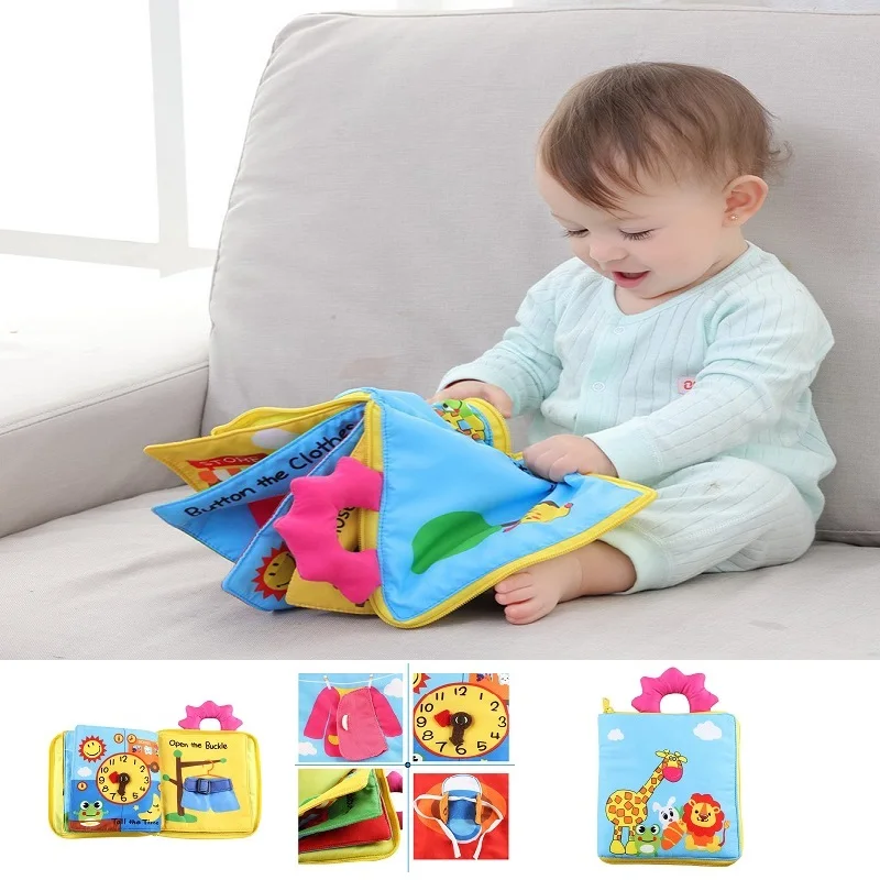 

12 Pages Baby Toys 0-12 month infant Early educational my first Cloth Books Cartoon Animal Learning Activity Books for kids