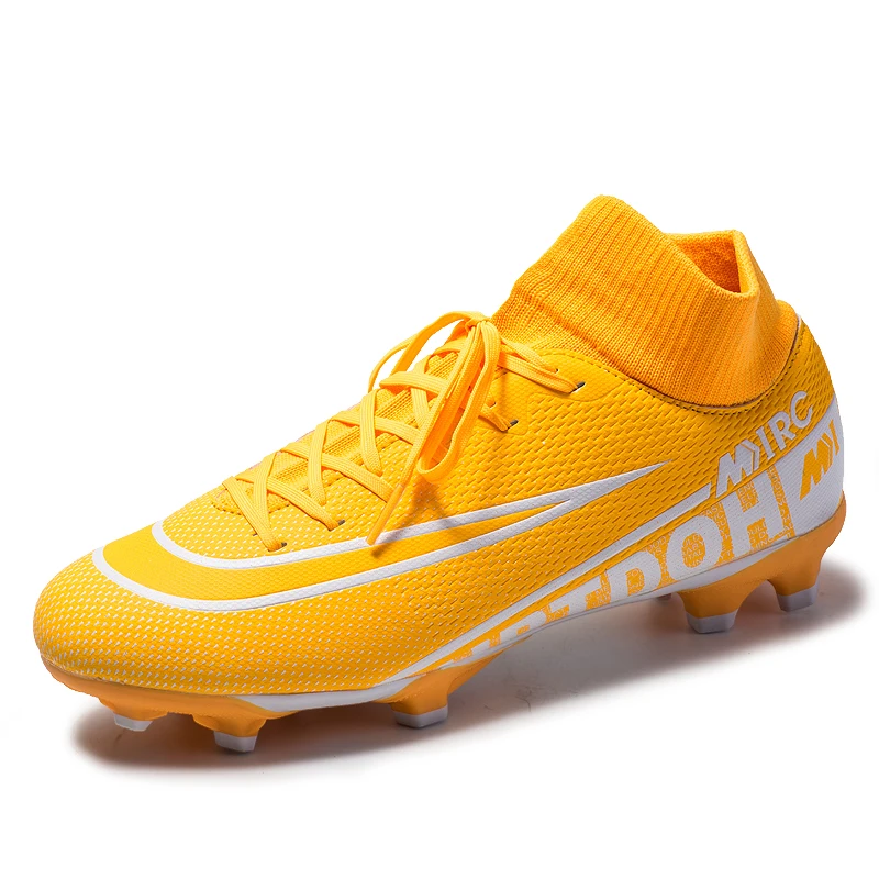 Men Soccer Shoes Cleats High Ankle Football Shoes Long Spikes Outdoor Traing Boots for Men Shoes Soccer Cleats Sneakers Men - Цвет: 8508Orange