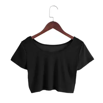 

Women Semi-transparent Mesh Crop Tops Girl Short Sleeve T Shirts Tees Black White 649C