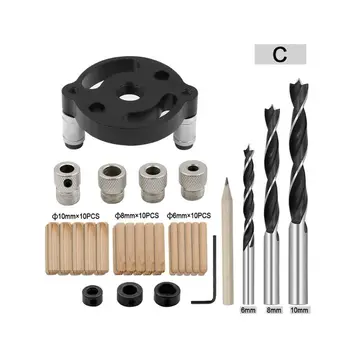 

6/8/10mm Jig Hole Self Centering Locator Drill Guide Punch Kit for Woodworking