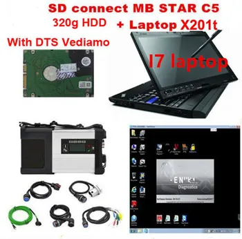 

MB Star C5 SD Connect C5 diagnostic tool with software version 2020 06 512g ssd DTS Monaco X DSA Vediamo WIS with Laptop X201 i7