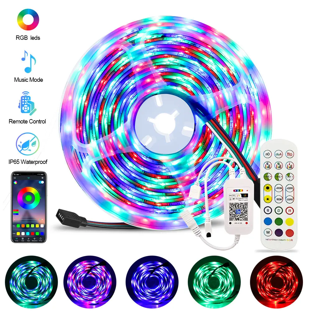 

5050 LED Strip WIFI RGB 5M 10M 15M RGB Led Color Changeable Flexible 2835 LED Strip Light WiFi Remote Controller US/EU/UK/ Power