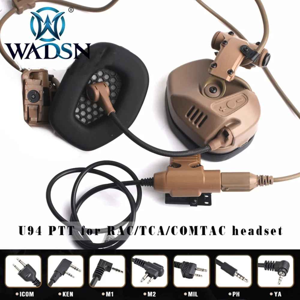 WADSN U94 Тактический милитари PTT для оригинального RAC TCA COMTAC Sordin AMP FCS MSA гарнитура Kenwood