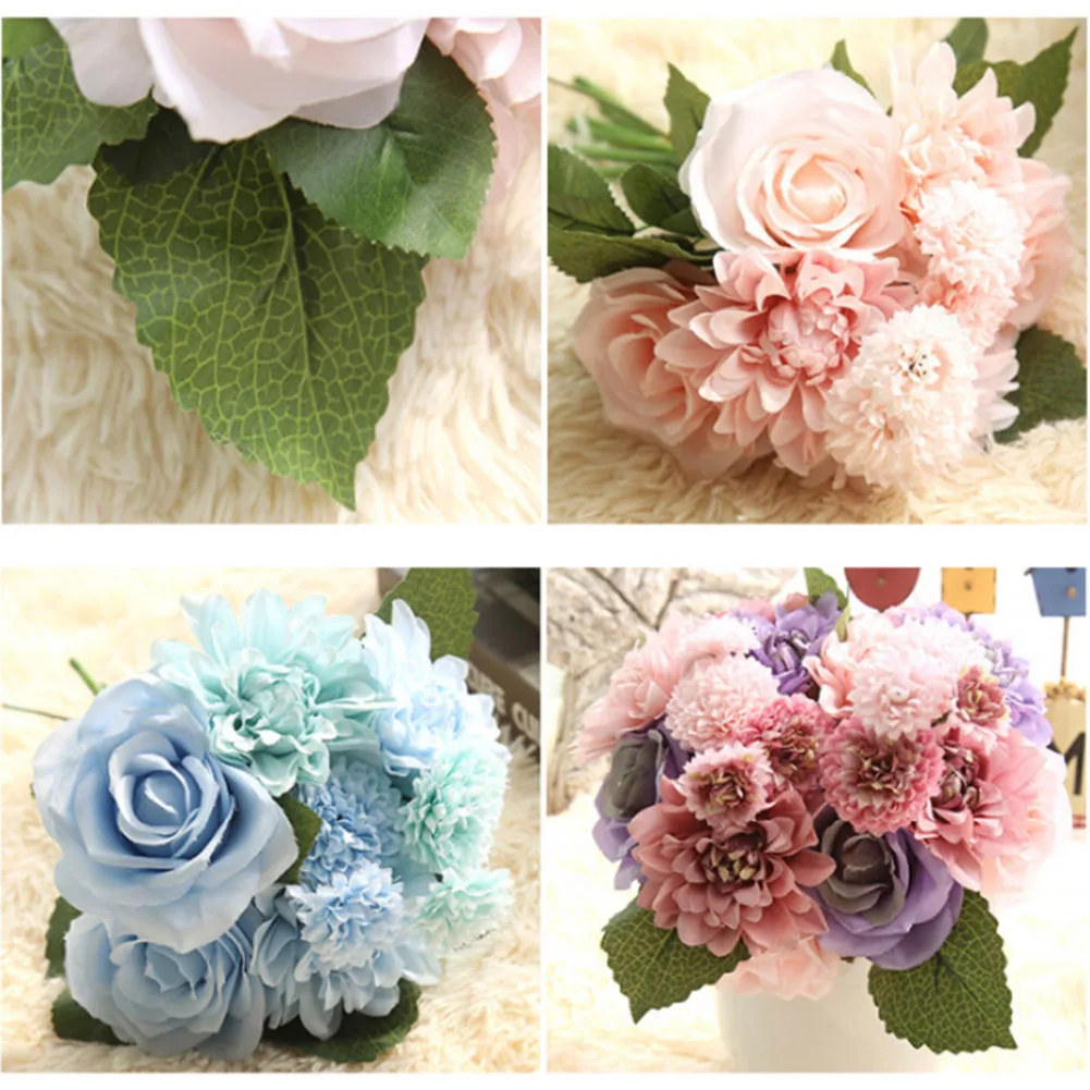 1 Bouquet Artificial Rose Silk Flower DIY Garden Party Home Wedding Holiday Decor