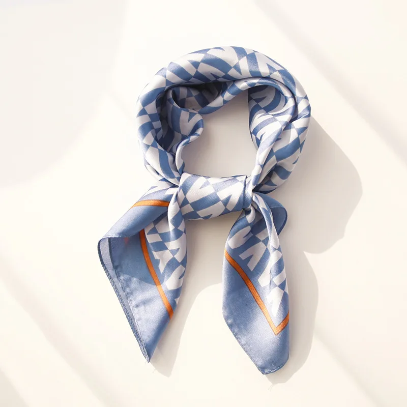 Элегантный женский квадратный шелковый платок на шею, атласный шарф, обтягивающий Ретро галстук для волос, небольшой модный квадратный шарф FJ097