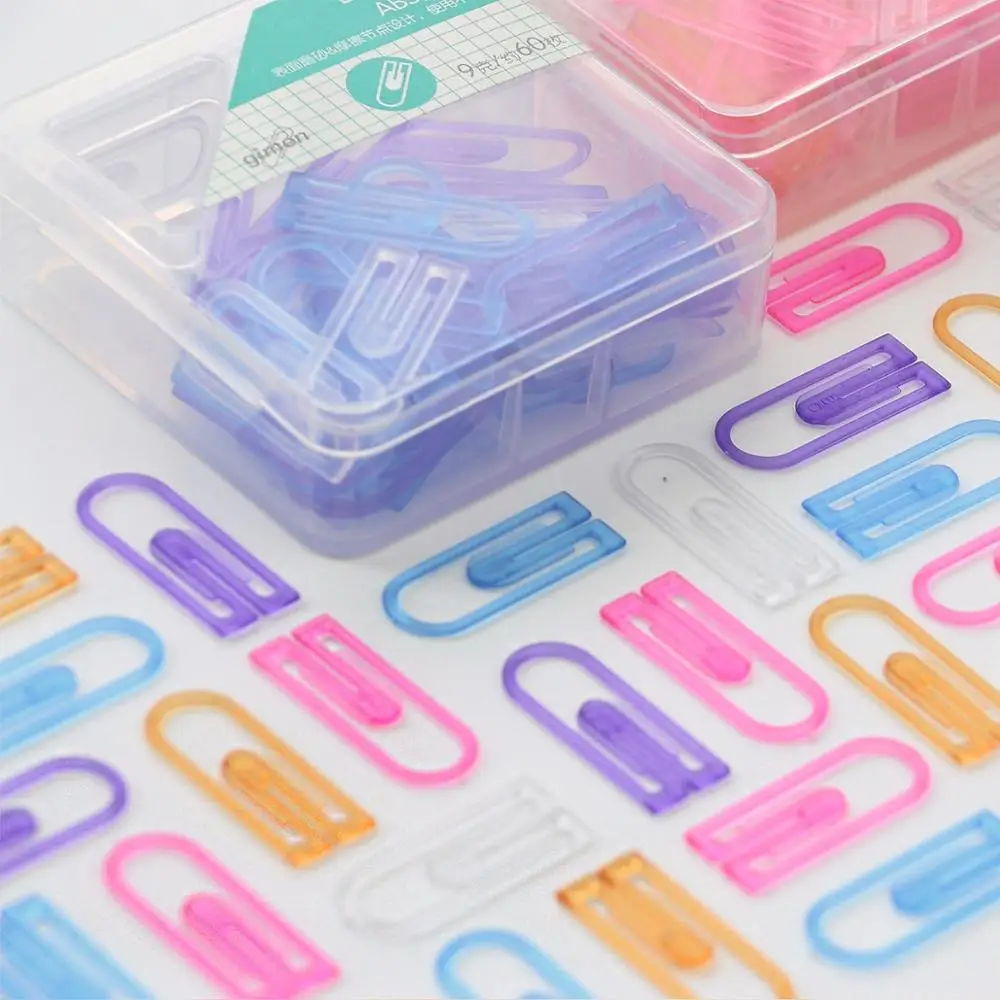 60Pcs/Box Colorful Mini Paper Clips Decorative Rainbow Paperclips School Notebook Planner Bookmark Office ABS Binder Clip Supply 84pcs box kawaii heart metal paper clip candy color binder clips for book decorative clip set school stationery paperclips cute