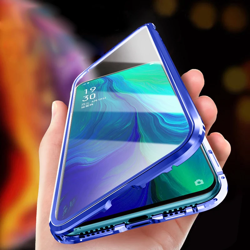 360 ° полная защита магнитный металлический чехол для samsung Galaxy A40 A70 чехол Двусторонняя крышка из закаленного стекла для samsung A70 A40