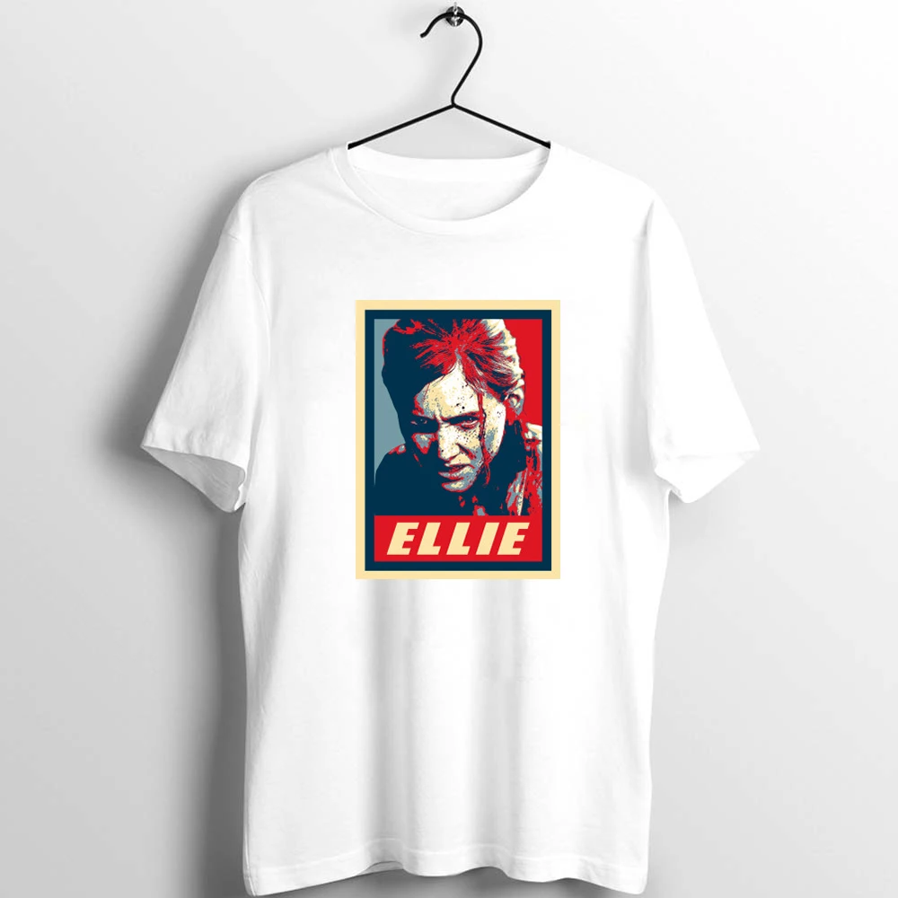 

Unisex Joel and Ellie basic white Tee Shirt High Quality take on me print pattern Harajuku Casual T Shirt short sleeve top tees