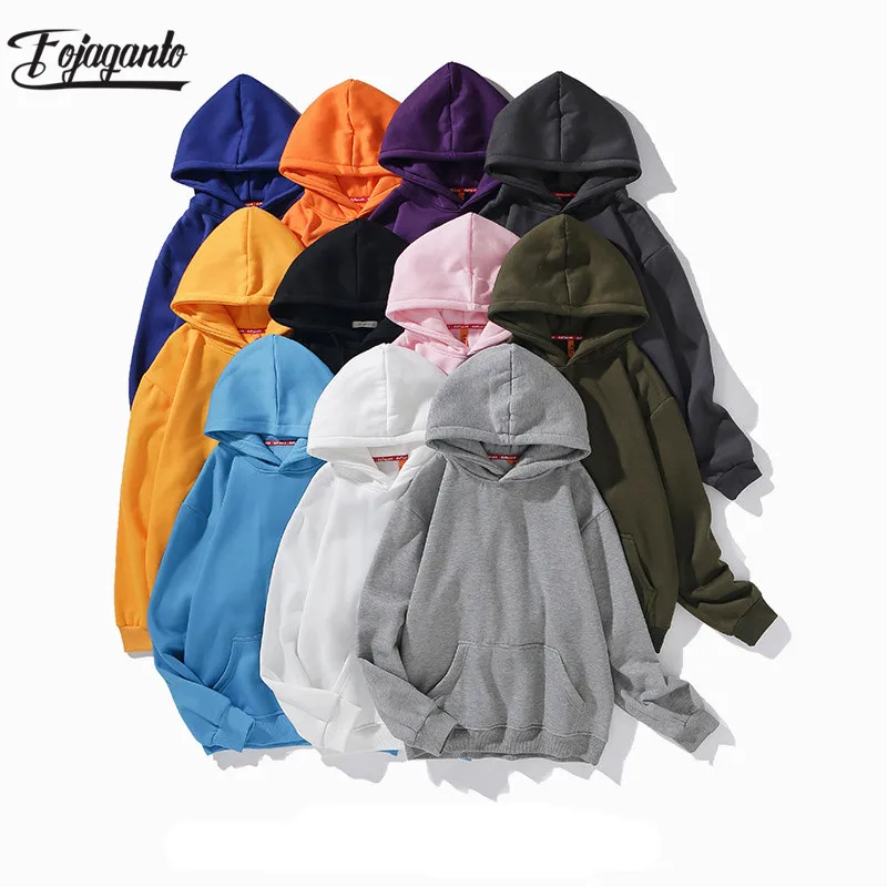 FOJAGANTO Fashion Brand Men's Solid Color Hoodies Autumn Winter Male Casual Hoodies Men Fleece Warm Hoodies Sweatshirt Tops