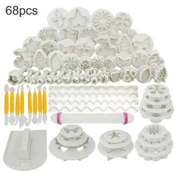 

68pcs DIY Baking Tool Set Fondant Cake Embossed Printing Biscuit Dessert Die-cutting Sugar Craft Plunger Cutter Chocolate Mold
