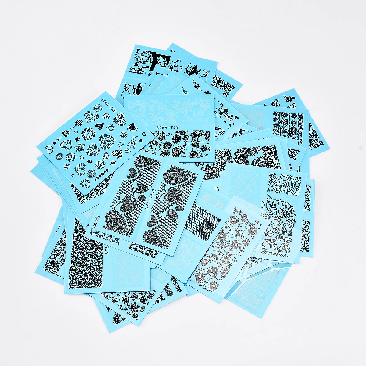 

BeautyBigBang 1 set of 3D vinyl nail stickers DIY geometric mixed lace pattern nail art decoration decal BBB2