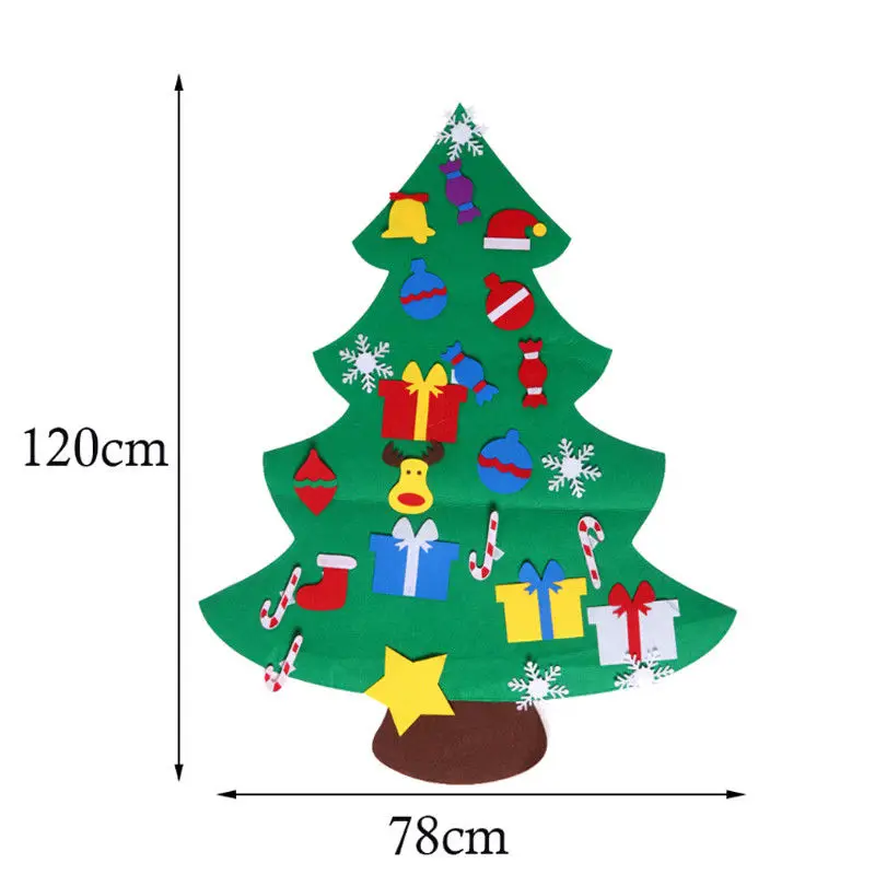 Günstige DIY Fühlte Weihnachten Baum Wand Hängen Spielzeug Abnehmbare DIY Kunst Abziehbilder hause tür Aufkleber dekoration Weihnachten geschenk für baby kinder