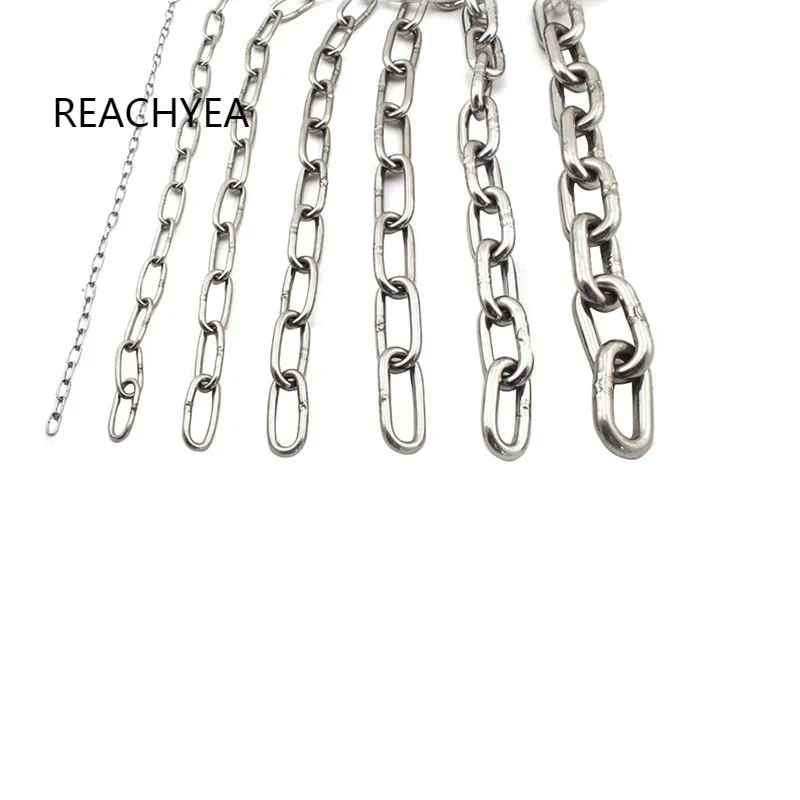 5Meters/1Meter 1.2mm 1.5mm 2mm 3mm 4mm 5mm 6mm8mm Thickness 304 Stainless Steel Ordinary Long link Chain Pet Dog Chain Hardware